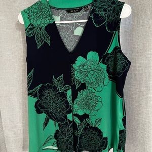 Navy and Green v neck sleeveless top